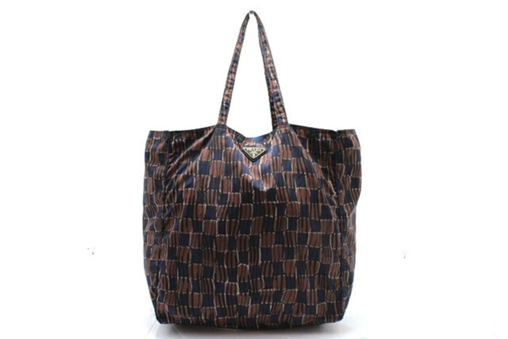 Prada Tote Bag Eco Blue Brown
